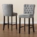 Baxton Studio Daphne Modern and Contemporary Dark Grey Velvet Fabric Upholstered and Dark Brown Finished Wood 2-Piece Bar Stool Set - BSOBBT5409B-Dark Grey/Wenge-BS