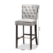Baxton Studio Daphne Modern and Contemporary Dark Grey Velvet Fabric Upholstered and Dark Brown Finished Wood 2-Piece Bar Stool Set - BSOBBT5409B-Dark Grey/Wenge-BS