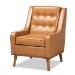 Baxton Studio Daley Modern and Contemporary Tan Faux Leather Upholstered and Walnut Brown Finished Wood Lounge Armchair