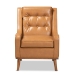 Baxton Studio Daley Modern and Contemporary Tan Faux Leather Upholstered and Walnut Brown Finished Wood Lounge Armchair - BSOBBT8056-Tan PU/Walnut-CC