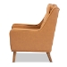 Baxton Studio Daley Modern and Contemporary Tan Faux Leather Upholstered and Walnut Brown Finished Wood Lounge Armchair - BSOBBT8056-Tan PU/Walnut-CC