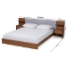 Baxton Studio Sami Modern and Contemporary Light Grey Fabric Upholstered and Walnut Brown Finished Wood Queen Size Platform Storage Bed with Built-In Nightstands - BSOMG-0052-Light Grey/Ash Walnut-Queen