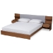 Baxton Studio Sami Modern and Contemporary Light Grey Fabric Upholstered and Walnut Brown Finished Wood Queen Size Platform Storage Bed with Built-In Nightstands - BSOMG-0052-Light Grey/Ash Walnut-Queen