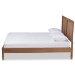 Baxton Studio Redmond Mid-Century Modern Walnut Brown Finished Wood and Synthetic Rattan Queen Size Platform Bed - BSOMG-0021-4-Walnut-Queen