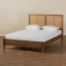Baxton Studio Redmond Mid-Century Modern Walnut Brown Finished Wood and Synthetic Rattan Queen Size Platform Bed - BSOMG-0021-4-Walnut-Queen