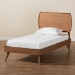 Baxton Studio Aimi Mid-Century Modern Walnut Brown Finished Wood Twin Size Platform Bed - BSOAimi-Ash Walnut-Twin