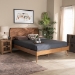 Baxton Studio Aimi Mid-Century Modern Walnut Brown Finished Wood Queen Size Platform Bed - BSOAimi-Ash Walnut-Queen