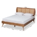 Baxton Studio Asami Mid-Century Modern Walnut Brown Finished Wood and Synthetic Rattan Full Size Platform Bed - BSOAsami-Ash Walnut Rattan-Full