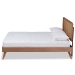 Baxton Studio Asami Mid-Century Modern Walnut Brown Finished Wood and Synthetic Rattan Full Size Platform Bed - BSOAsami-Ash Walnut Rattan-Full