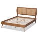 Baxton Studio Asami Mid-Century Modern Walnut Brown Finished Wood and Synthetic Rattan Full Size Platform Bed - BSOAsami-Ash Walnut Rattan-Full