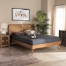 Baxton Studio Asami Mid-Century Modern Walnut Brown Finished Wood and Synthetic Rattan Full Size Platform Bed - BSOAsami-Ash Walnut Rattan-Full