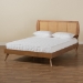 Baxton Studio Asami Mid-Century Modern Walnut Brown Finished Wood and Synthetic Rattan Full Size Platform Bed - BSOAsami-Ash Walnut Rattan-Full