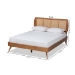 Baxton Studio Asami Mid-Century Modern Walnut Brown Finished Wood and Synthetic Rattan Full Size Platform Bed - BSOAsami-Ash Walnut Rattan-Full