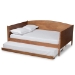 Baxton Studio Veles Mid-Century Modern Ash Walnut Finished Wood Full Size Daybed with Trundle - BSOMG0016-Ash Walnut-Full Daybed with Trundle
