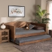 Baxton Studio Veles Mid-Century Modern Ash Walnut Finished Wood Full Size Daybed with Trundle - BSOMG0016-Ash Walnut-Full Daybed with Trundle