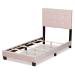Baxton Studio Caprice Modern and Contemporary Glam Light Pink Velvet Fabric Upholstered Twin Size Panel Bed - BSOCF9210B-Light Pink Velvet-Twin