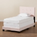 Baxton Studio Caprice Modern and Contemporary Glam Light Pink Velvet Fabric Upholstered Twin Size Panel Bed - BSOCF9210B-Light Pink Velvet-Twin