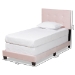 Baxton Studio Caprice Modern and Contemporary Glam Light Pink Velvet Fabric Upholstered Twin Size Panel Bed - BSOCF9210B-Light Pink Velvet-Twin