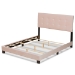 Baxton Studio Caprice Modern and Contemporary Glam Light Pink Velvet Fabric Upholstered Queen Size Panel Bed - BSOCF9210B-Light Pink Velvet-Queen