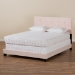 Baxton Studio Caprice Modern and Contemporary Glam Light Pink Velvet Fabric Upholstered Queen Size Panel Bed - BSOCF9210B-Light Pink Velvet-Queen
