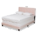 Baxton Studio Caprice Modern and Contemporary Glam Light Pink Velvet Fabric Upholstered Queen Size Panel Bed - BSOCF9210B-Light Pink Velvet-Queen