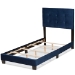Baxton Studio Caprice Modern and Contemporary Glam Navy Blue Velvet Fabric Upholstered Twin Size Panel Bed - BSOCF9210B-Navy Blue Velvet-Twin