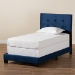 Baxton Studio Caprice Modern and Contemporary Glam Navy Blue Velvet Fabric Upholstered Twin Size Panel Bed - BSOCF9210B-Navy Blue Velvet-Twin