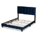 Baxton Studio Caprice Modern and Contemporary Glam Navy Blue Velvet Fabric Upholstered Queen Size Panel Bed - BSOCF9210B-Navy Blue Velvet-Queen
