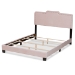 Baxton Studio Benjen Modern and Contemporary Glam Light Pink Velvet Fabric Upholstered Queen Size Panel Bed - BSOCF9210C-Light Pink Velvet-Queen