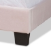 Baxton Studio Benjen Modern and Contemporary Glam Light Pink Velvet Fabric Upholstered Queen Size Panel Bed - BSOCF9210C-Light Pink Velvet-Queen