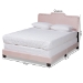 Baxton Studio Benjen Modern and Contemporary Glam Light Pink Velvet Fabric Upholstered Queen Size Panel Bed - BSOCF9210C-Light Pink Velvet-Queen