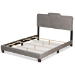 Baxton Studio Benjen Modern and Contemporary Glam Grey Velvet Fabric Upholstered Queen Size Panel Bed - BSOCF9210C-Grey Velvet-Queen