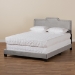 Baxton Studio Benjen Modern and Contemporary Glam Grey Velvet Fabric Upholstered Queen Size Panel Bed - BSOCF9210C-Grey Velvet-Queen