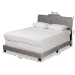Baxton Studio Benjen Modern and Contemporary Glam Grey Velvet Fabric Upholstered Queen Size Panel Bed - BSOCF9210C-Grey Velvet-Queen