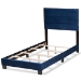 Baxton Studio Tamira Modern and Contemporary Glam Navy Blue Velvet Fabric Upholstered Twin Size Panel Bed - BSOCF9210E-Navy Blue Velvet-Twin