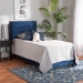 Baxton Studio Tamira Modern and Contemporary Glam Navy Blue Velvet Fabric Upholstered Twin Size Panel Bed - BSOCF9210E-Navy Blue Velvet-Twin