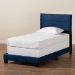 Baxton Studio Tamira Modern and Contemporary Glam Navy Blue Velvet Fabric Upholstered Twin Size Panel Bed - BSOCF9210E-Navy Blue Velvet-Twin