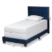 Baxton Studio Tamira Modern and Contemporary Glam Navy Blue Velvet Fabric Upholstered Twin Size Panel Bed - BSOCF9210E-Navy Blue Velvet-Twin