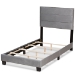 Baxton Studio Tamira Modern and Contemporary Glam Grey Velvet Fabric Upholstered Twin Size Panel Bed - BSOCF9210E-Grey Velvet-Twin