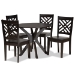 Baxton Studio Ela Modern and Contemporary Dark Brown Finished Wood 5-Piece Dining Set - BSOEla-Dark Brown-5PC Dining Set