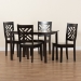 Baxton Studio Ani Modern and Contemporary Dark Brown Finished Wood 5-Piece Dining Set - BSOAni-Dark Brown-5PC Dining Set