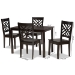 Baxton Studio Ani Modern and Contemporary Dark Brown Finished Wood 5-Piece Dining Set - BSOAni-Dark Brown-5PC Dining Set