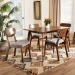 Baxton Studio Katya Mid-Century Modern Grey Fabric Upholstered and Walnut Brown Finished Wood 5-Piece Dining Set - BSORH378C-Grey/Walnut-5PC Dining Set