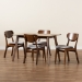 Baxton Studio Katya Mid-Century Modern Grey Fabric Upholstered and Walnut Brown Finished Wood 5-Piece Dining Set - BSORH378C-Grey/Walnut-5PC Dining Set