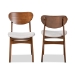 Baxton Studio Katya Mid-Century Modern Grey Fabric Upholstered and Walnut Brown Finished Wood 2-Piece Dining Chair Set - BSORH378C-Grey/Walnut Bent Seat-DC-2PK