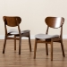 Baxton Studio Katya Mid-Century Modern Grey Fabric Upholstered and Walnut Brown Finished Wood 2-Piece Dining Chair Set - BSORH378C-Grey/Walnut Bent Seat-DC-2PK