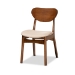 Baxton Studio Katya Mid-Century Modern Sand Fabric Upholstered and Walnut Brown Finished Wood 5-Piece Dining Set - BSORH378C-Sand/Walnut-5PC Dining Set