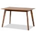 Baxton Studio Katya Mid-Century Modern Sand Fabric Upholstered and Walnut Brown Finished Wood 5-Piece Dining Set - BSORH378C-Sand/Walnut-5PC Dining Set