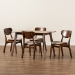 Baxton Studio Katya Mid-Century Modern Sand Fabric Upholstered and Walnut Brown Finished Wood 5-Piece Dining Set - BSORH378C-Sand/Walnut-5PC Dining Set