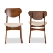 Baxton Studio Katya Mid-Century Modern Sand Fabric Upholstered and Walnut Brown Finished Wood 2-Piece Dining Chair Set - BSORH378C-Sand/Walnut Bent Seat-DC-2PK